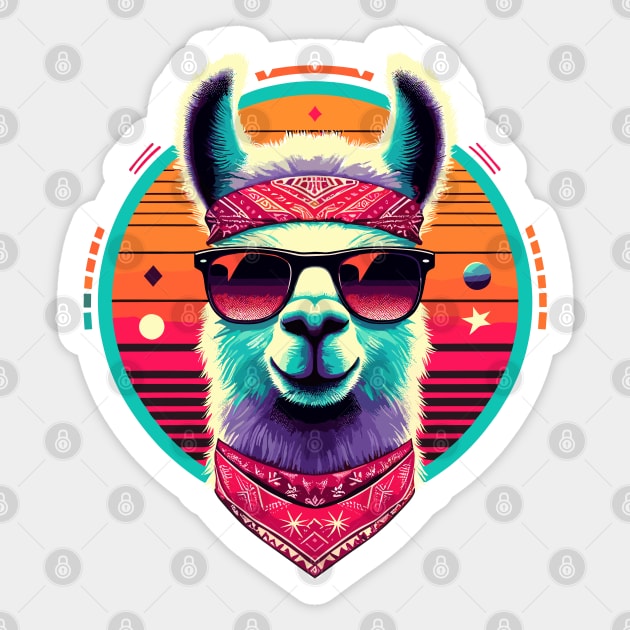 Retro Llama - Vintage Llama Sticker by JessArty